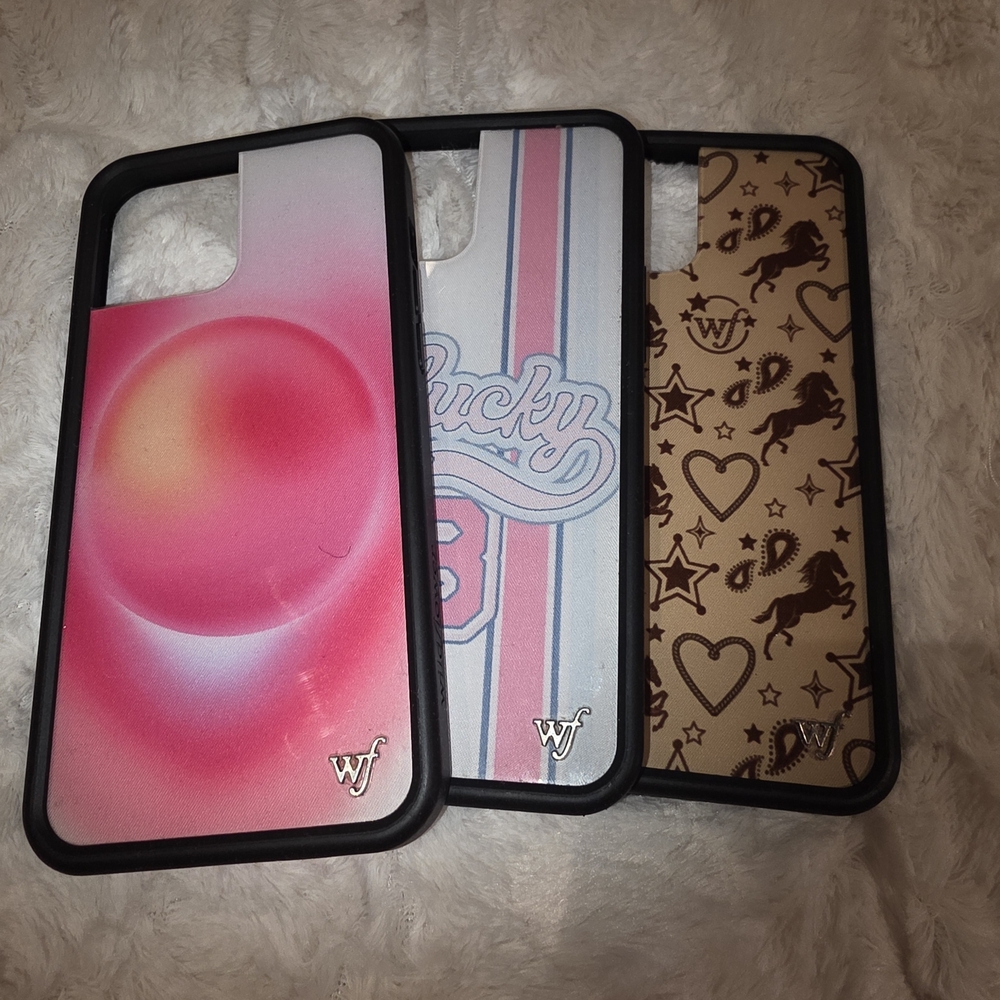 Wildflowers Vibrant Pink, Blue, and Tan Phone Case Set